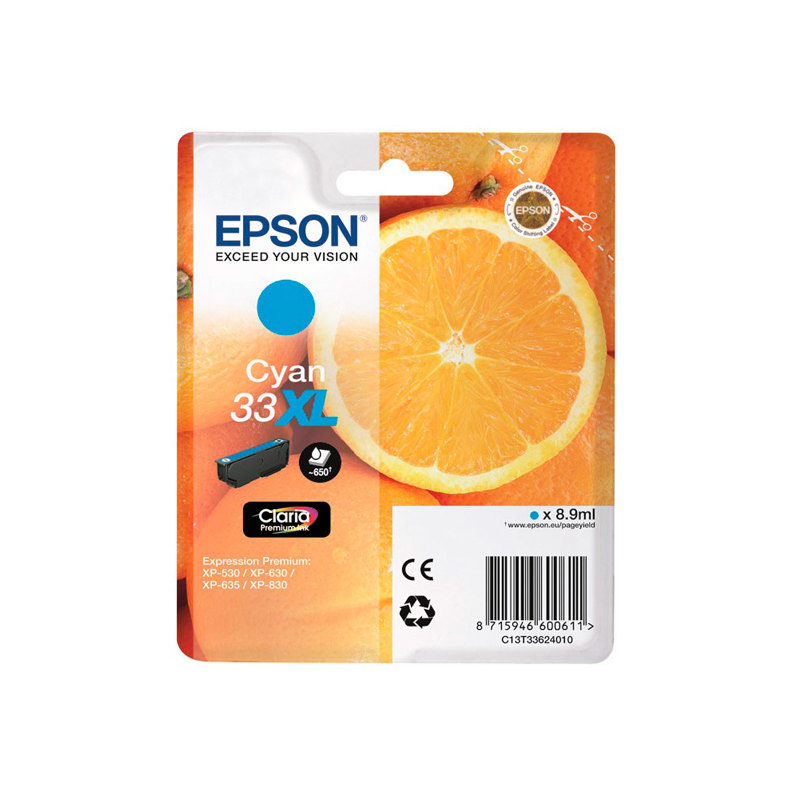 Cartucho Inkjet Epson T3362 Cian 650 páginas XL