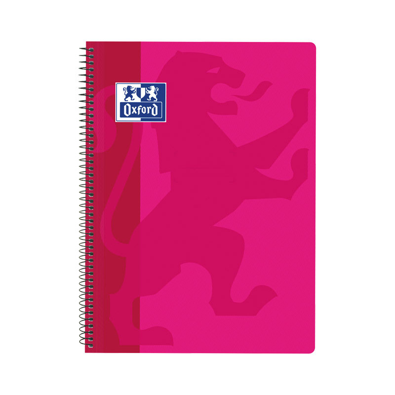Cuaderno espiral tapa plástico folio cuadriculado 80 hojas Oxford Classic Fucsia