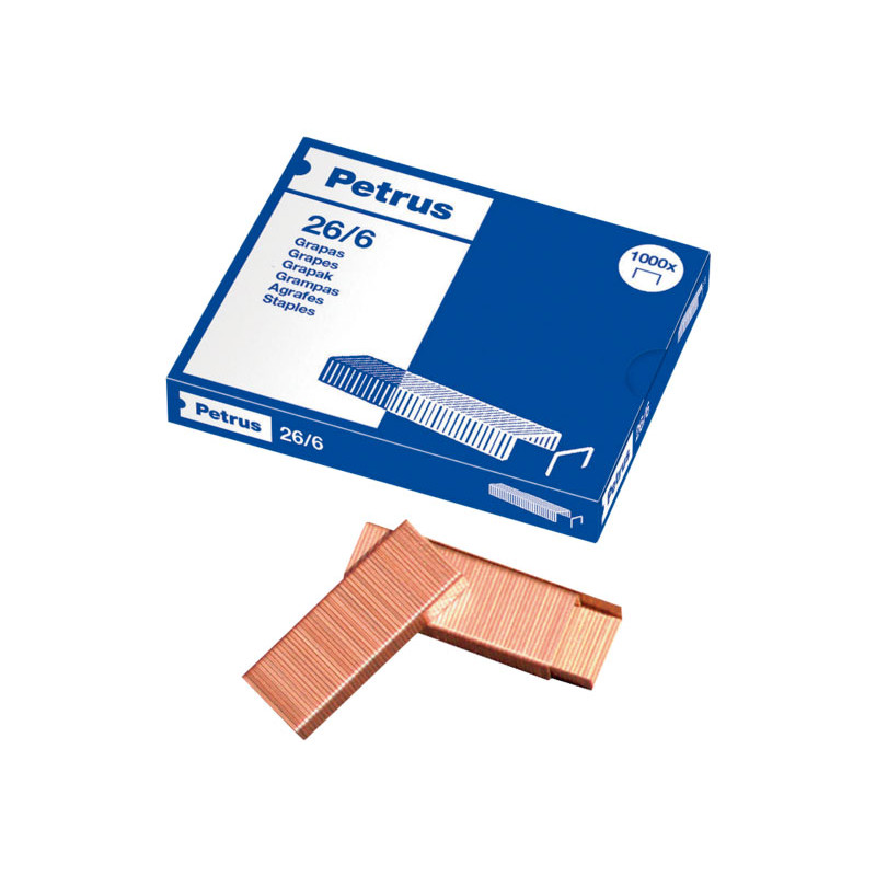 Grapas Cobreadas Petrus 26/6 (Caja de 1000)