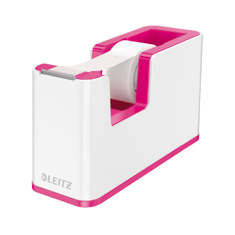 Portarrollos sobremesa con rollo Leitz WOW Blanco-fucsia
